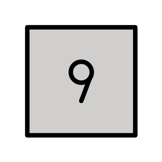 keycap: 9 transparent PNG icon, color version, 618 by 618 pixels