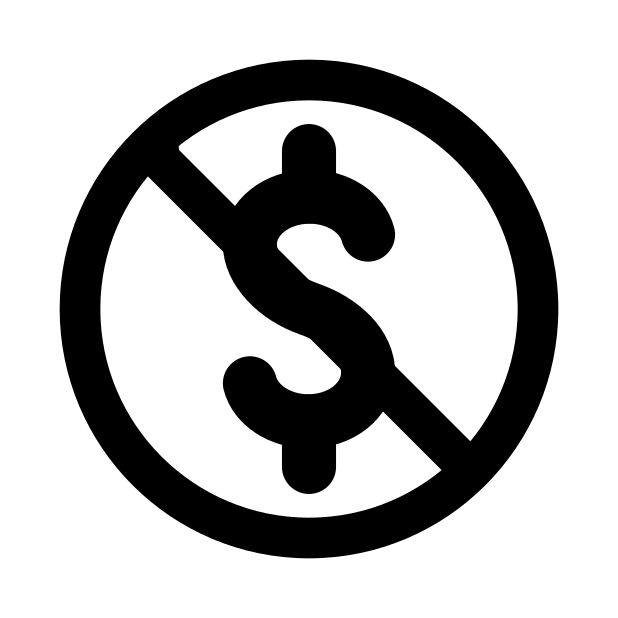 circled dollar sign with overlaid backslash transparent PNG icon, color version, 618 by 618 pixels