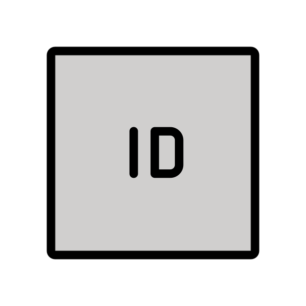 ID button transparent PNG icon, color version, 618 by 618 pixels
