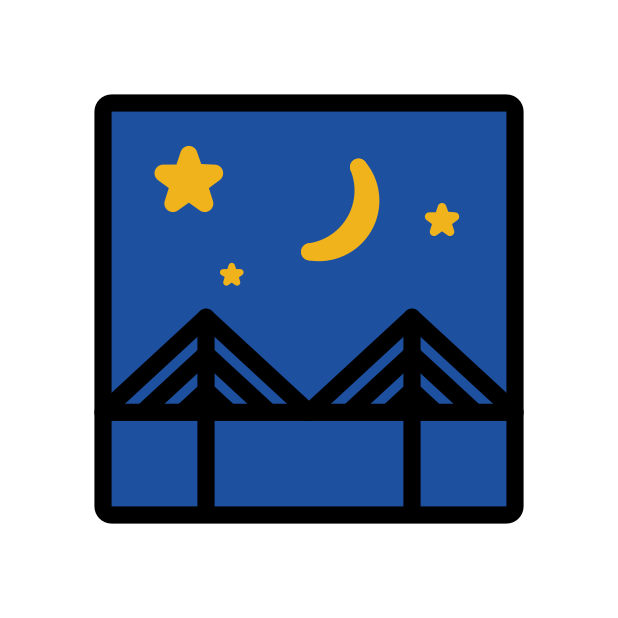 bridge at night transparent PNG icon, color version, 618 by 618 pixels