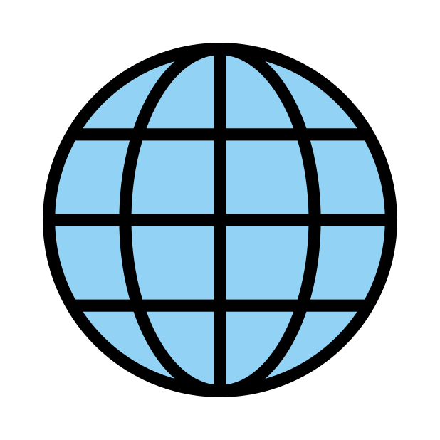 globe with meridians transparent PNG icon, color version, 618 by 618 pixels