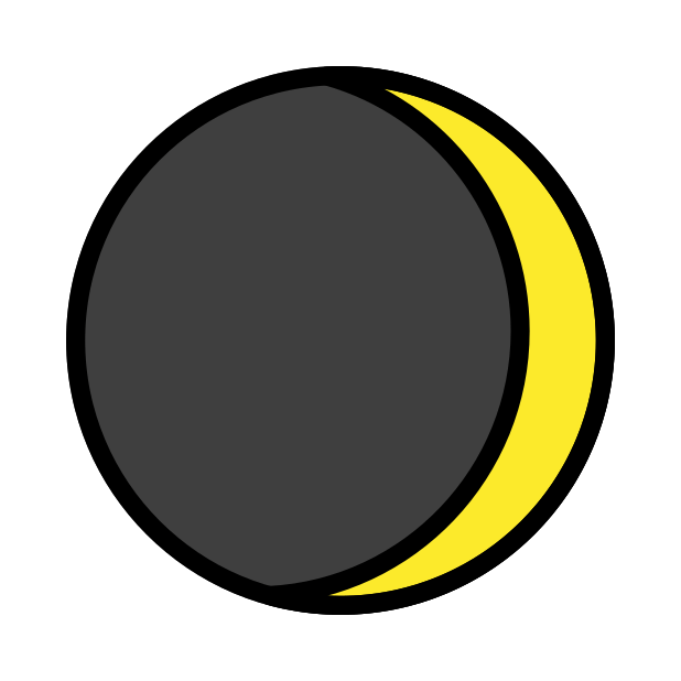 waxing crescent moon transparent PNG icon, color version, 618 by 618 pixels