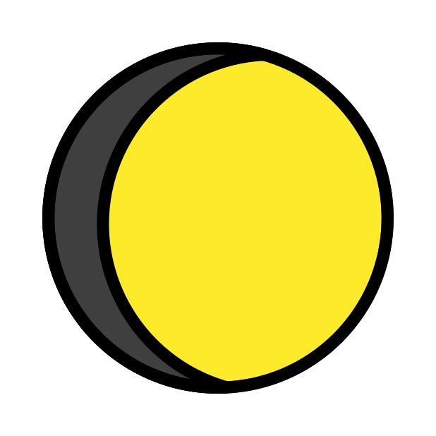 waxing gibbous moon transparent PNG icon, color version, 618 by 618 pixels