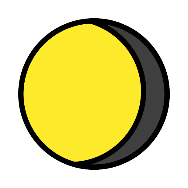 waning gibbous moon transparent PNG icon, color version, 618 by 618 pixels