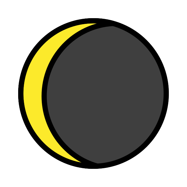 waning crescent moon transparent PNG icon, color version, 618 by 618 pixels