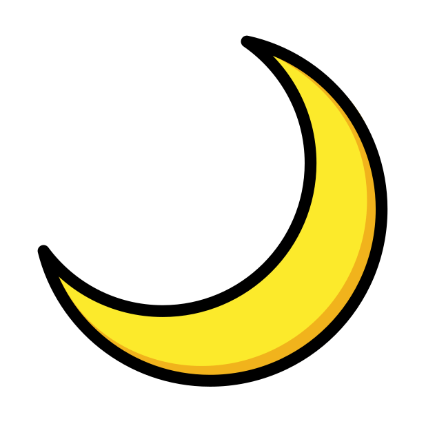 crescent moon transparent PNG icon, color version, 618 by 618 pixels