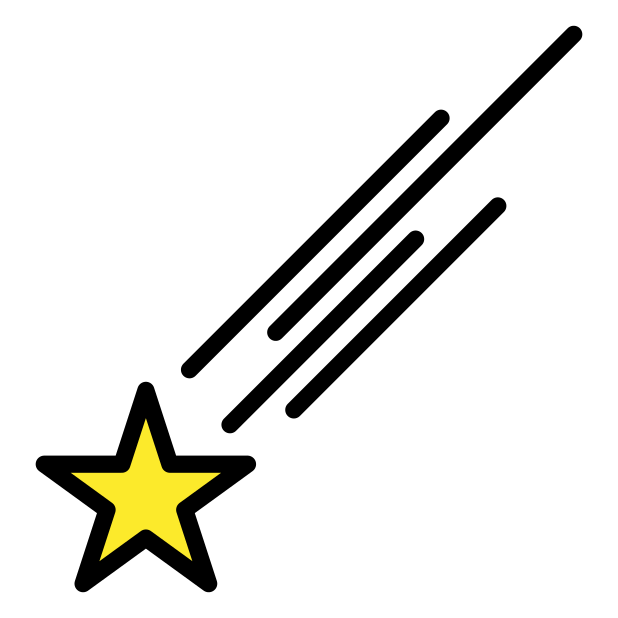 shooting star transparent PNG icon, color version, 618 by 618 pixels