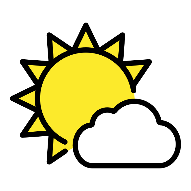 sun behind small cloud transparent PNG icon, color version, 618 by 618 pixels