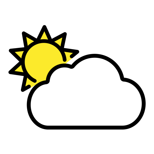 sun behind large cloud transparent PNG icon, color version, 618 by 618 pixels