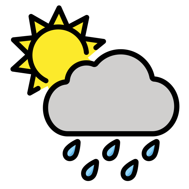 sun behind rain cloud transparent PNG icon, color version, 618 by 618 pixels