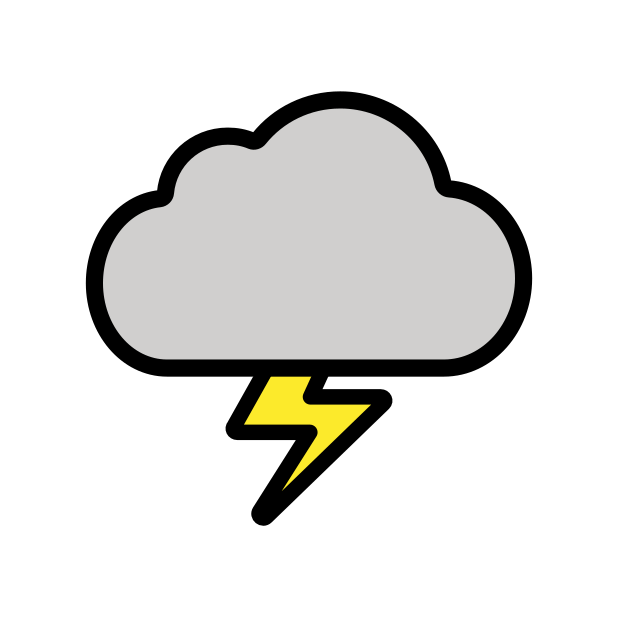 cloud with lightning transparent PNG icon, color version, 618 by 618 pixels
