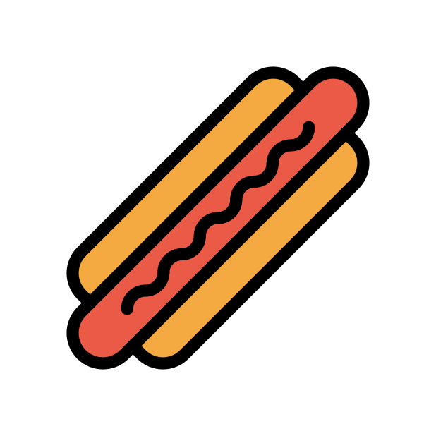 hot dog transparent PNG icon, color version, 618 by 618 pixels