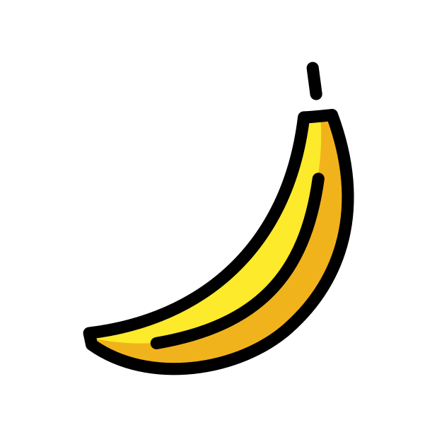 banana transparent PNG icon, color version, 618 by 618 pixels