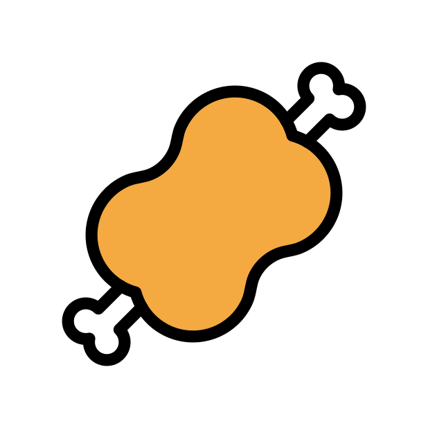 meat on bone transparent PNG icon, color version, 618 by 618 pixels