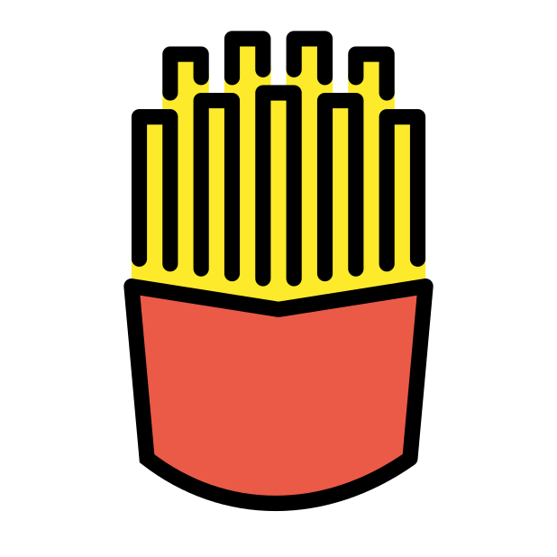 french fries transparent PNG icon, color version, 618 by 618 pixels