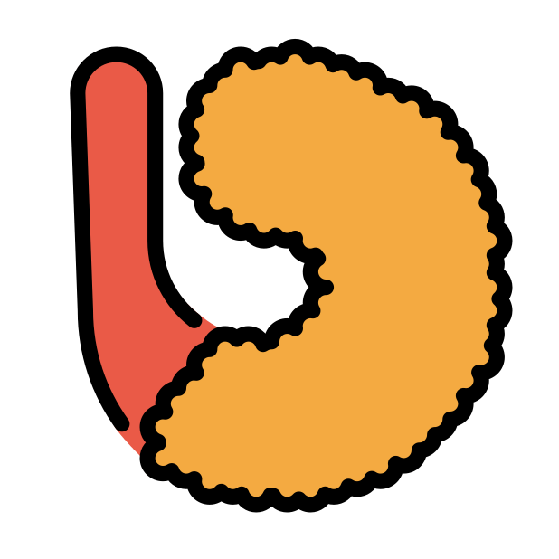 fried shrimp transparent PNG icon, color version, 618 by 618 pixels