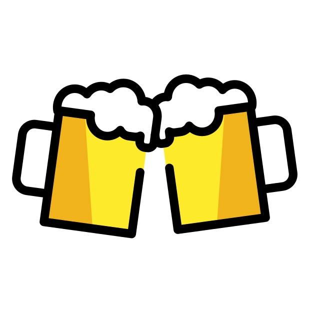 clinking beer mugs transparent PNG icon, color version, 618 by 618 pixels
