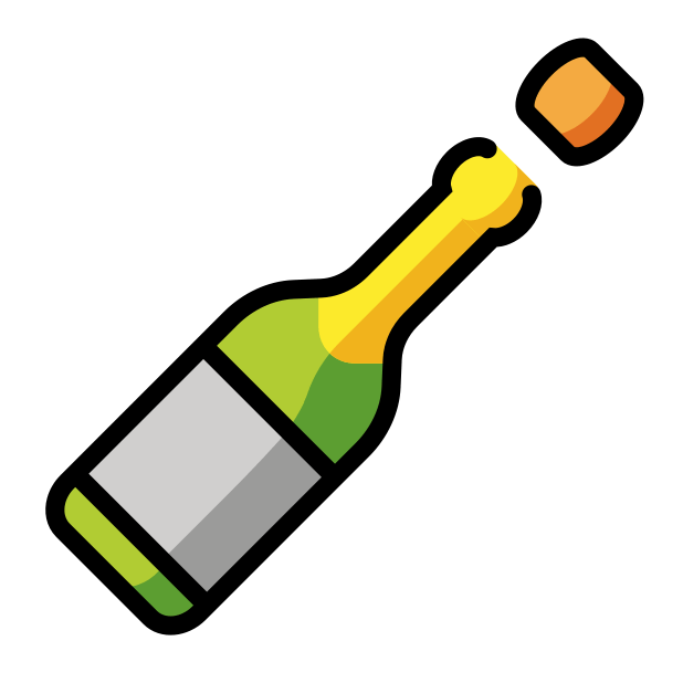 bottle with popping cork transparent PNG icon, color version, 618 by 618 pixels