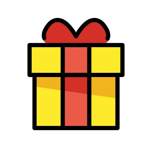 wrapped gift transparent PNG icon, color version, 618 by 618 pixels
