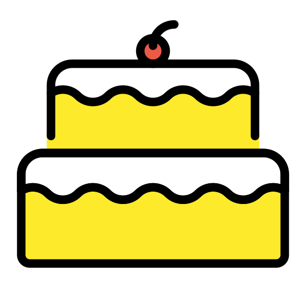 birthday cake transparent PNG icon, color version, 618 by 618 pixels