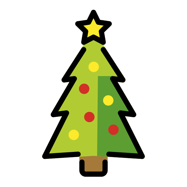 Christmas tree transparent PNG icon, color version, 618 by 618 pixels