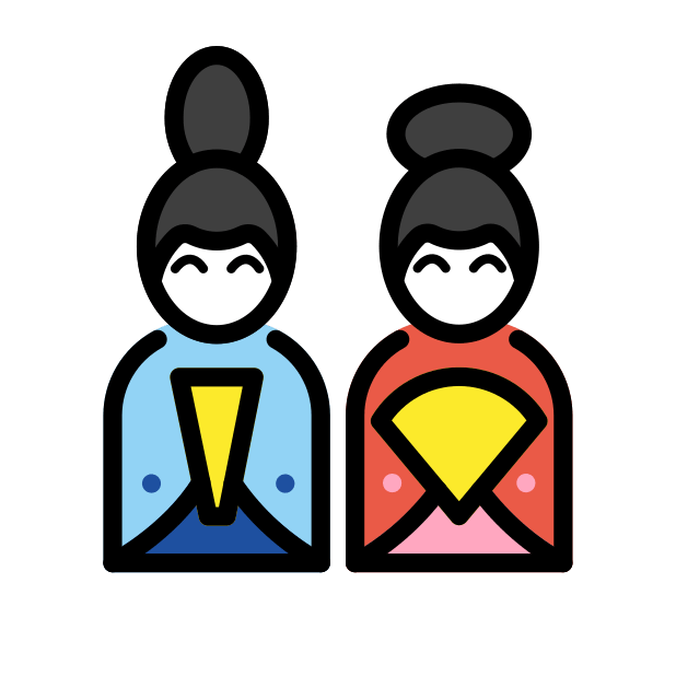 Japanese dolls transparent PNG icon, color version, 618 by 618 pixels