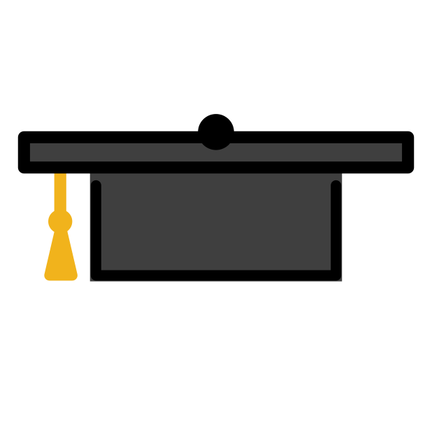 graduation cap transparent PNG icon, color version, 618 by 618 pixels