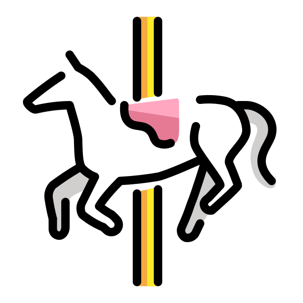 carousel horse transparent PNG icon, color version, 618 by 618 pixels