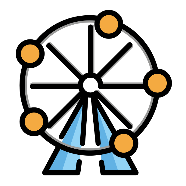 ferris wheel transparent PNG icon, color version, 618 by 618 pixels