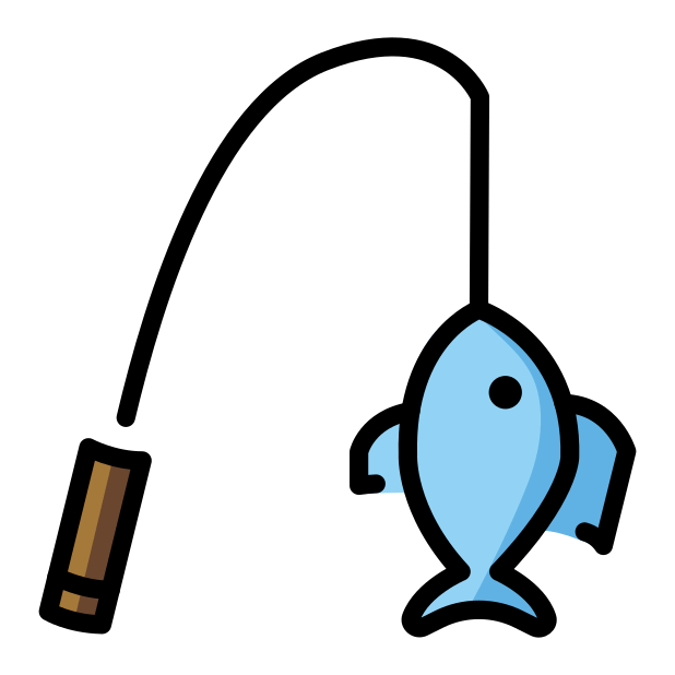 fishing pole transparent PNG icon, color version, 618 by 618 pixels