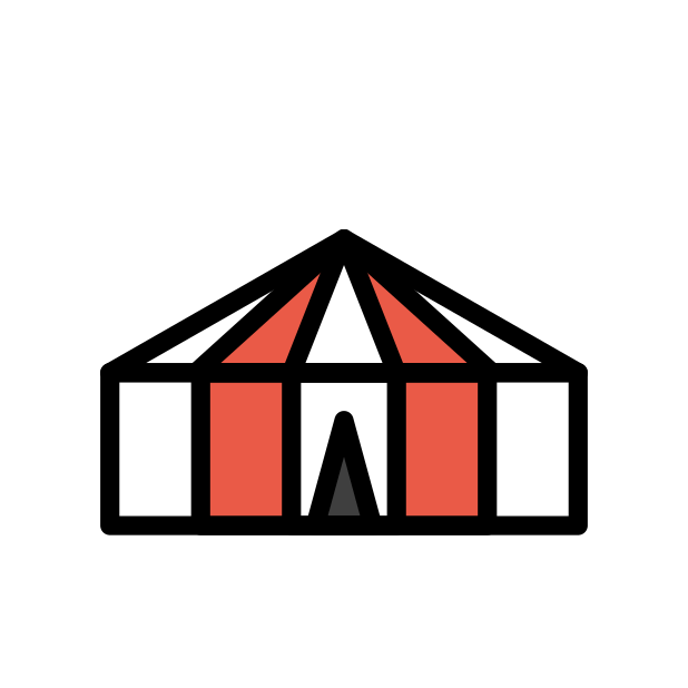 circus tent transparent PNG icon, color version, 618 by 618 pixels