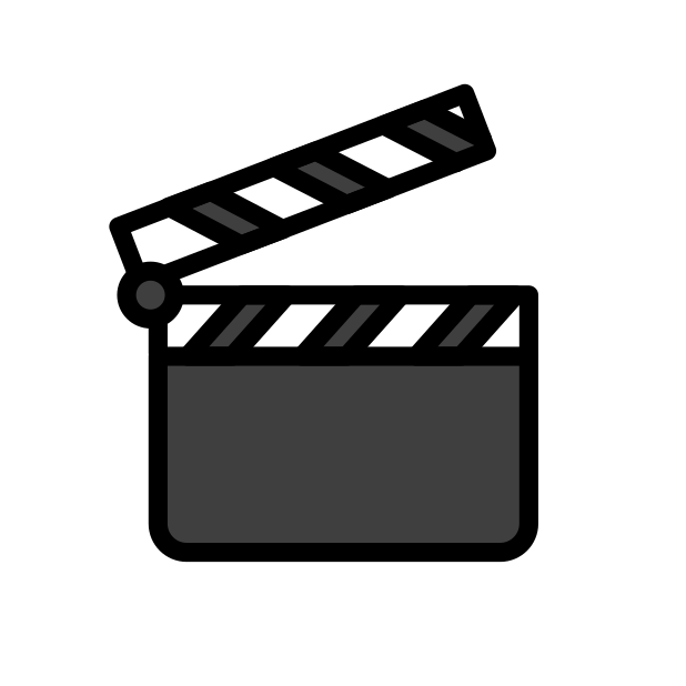 clapper board transparent PNG icon, color version, 618 by 618 pixels