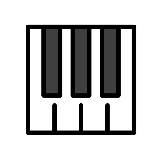musical keyboard transparent PNG icon, color version, 618 by 618 pixels