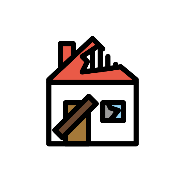 derelict house transparent PNG icon, color version, 618 by 618 pixels