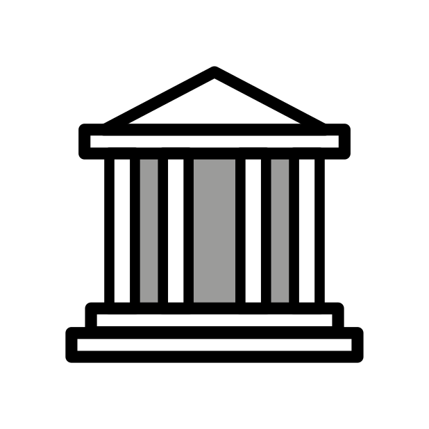 classical building transparent PNG icon, color version, 618 by 618 pixels