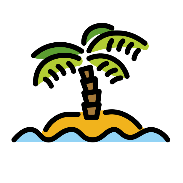 desert island transparent PNG icon, color version, 618 by 618 pixels