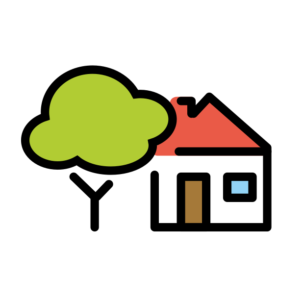 house with garden transparent PNG icon, color version, 618 by 618 pixels
