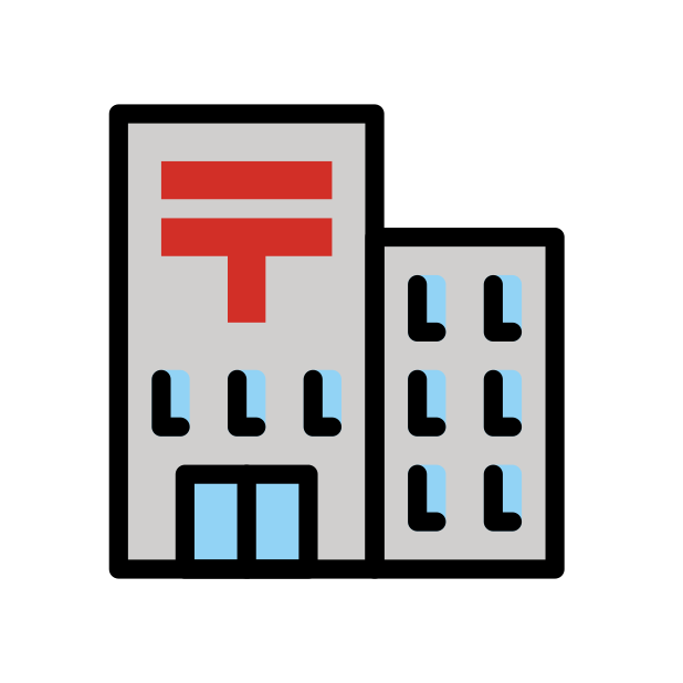 Japanese post office transparent PNG icon, color version, 618 by 618 pixels