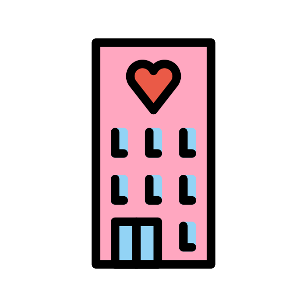 love hotel transparent PNG icon, color version, 618 by 618 pixels