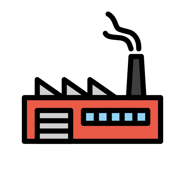 factory transparent PNG icon, color version, 618 by 618 pixels