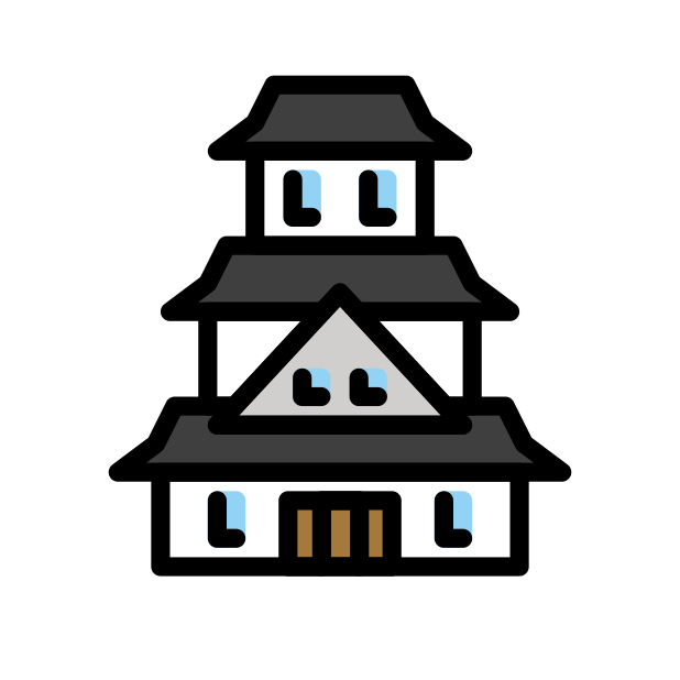Japanese castle transparent PNG icon, color version, 618 by 618 pixels