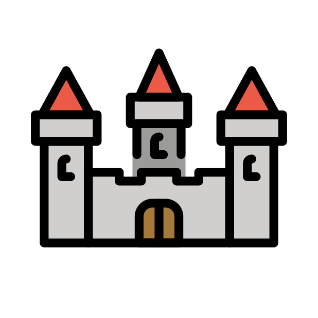 castle transparent PNG icon, color version, 618 by 618 pixels