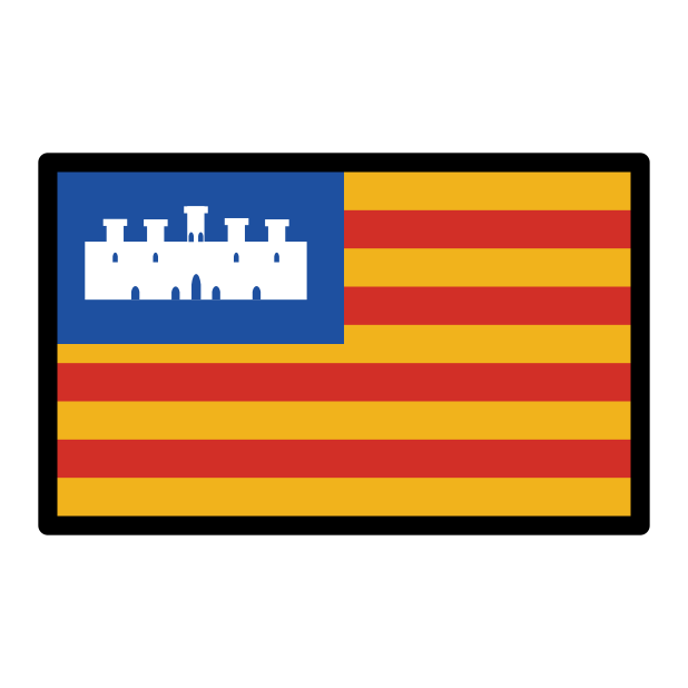 balearic islands flag transparent PNG icon, color version, 618 by 618 pixels