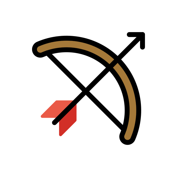 bow and arrow transparent PNG icon, color version, 618 by 618 pixels