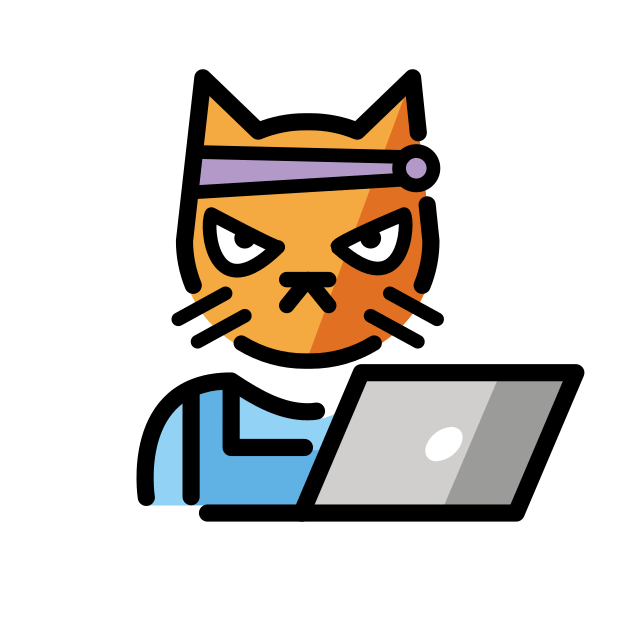 hacker cat transparent PNG icon, color version, 618 by 618 pixels