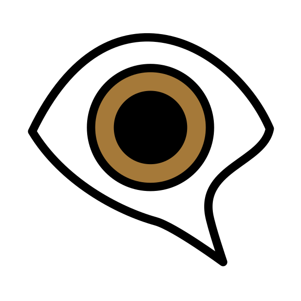eye in speech bubble transparent PNG icon, color version, 618 by 618 pixels