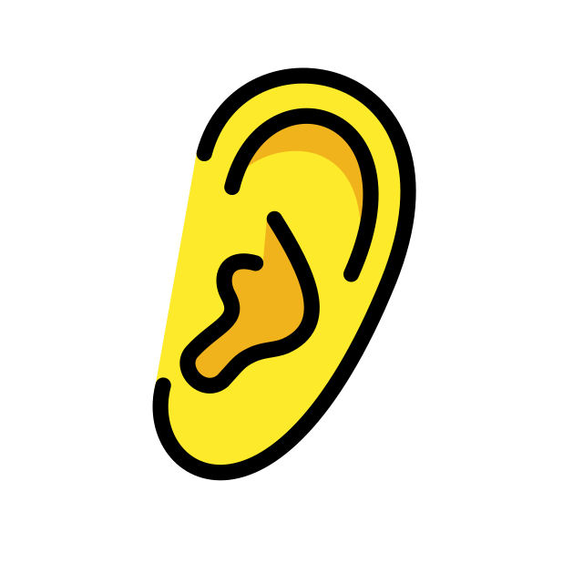 ear transparent PNG icon, color version, 618 by 618 pixels