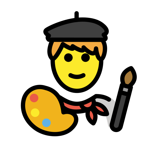 man artist transparent PNG icon, color version, 618 by 618 pixels