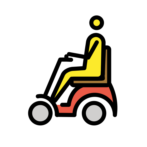 man in motorized wheelchair transparent PNG icon, color version, 618 by 618 pixels