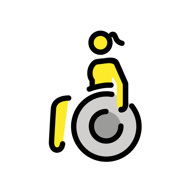 woman in manual wheelchair transparent PNG icon, color version, 618 by 618 pixels